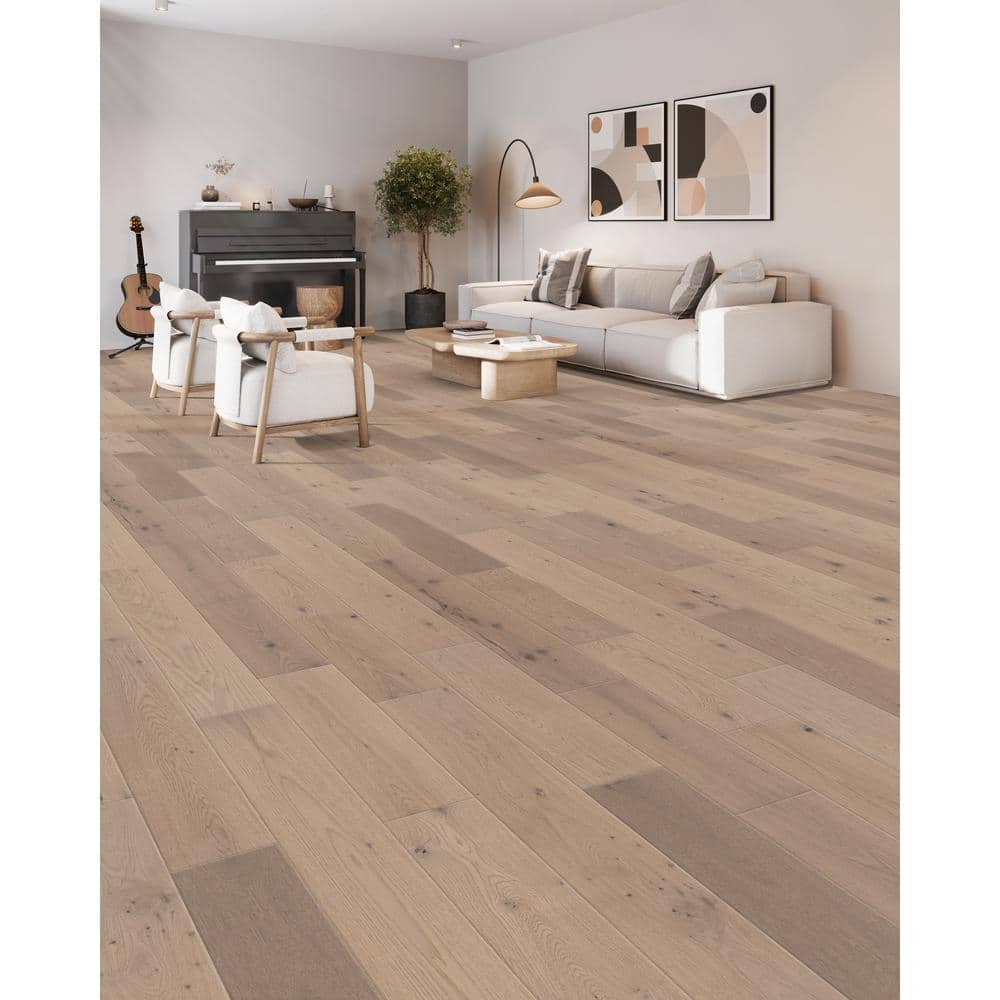 Oyster White Oak 1/2 in. T x 7.4 in. W Tongue and Groove Wire Brushed Engineered Hardwood Flooring (28.1 sq.ft./case)