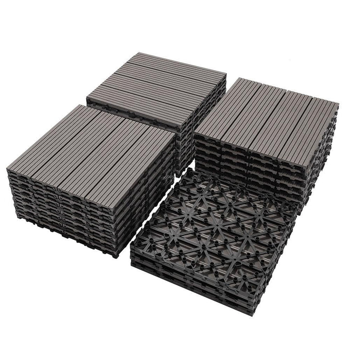 Afoxsos 1 ft. x 1 ft. Light Gray Plastic Composite Deck Tiles, All-Weather Proof and Rust Resistant, Easy to DIY (20-Pack)