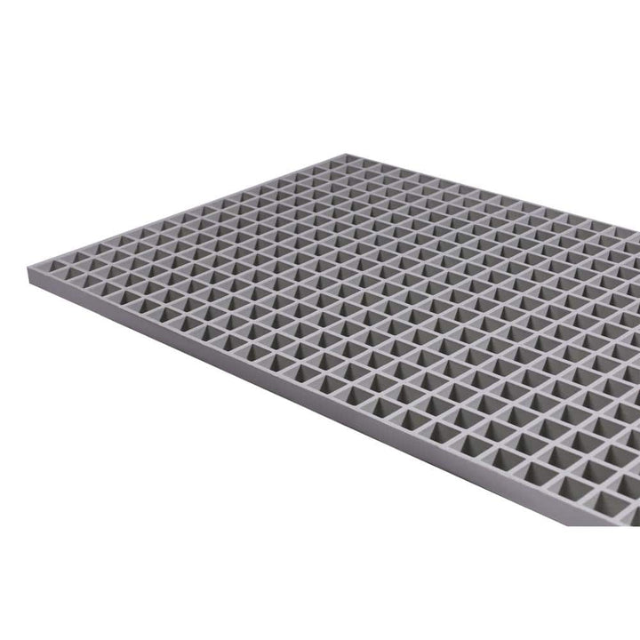 Wellco Fiberglass Molded Grating Composite for Floors Outdoor Drain Cover Deck Tile, 1.5x1.5x1in, 2x2ft, Gray, Gritted