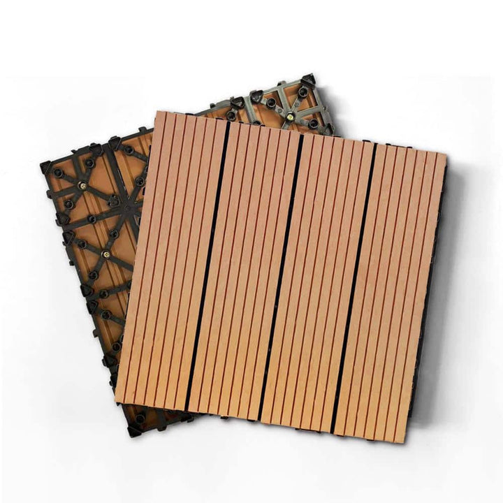 Tidoin Outdoor 1 ft. x 1 ft. Composite Deck Tile in Light Wood(20 Per Box)