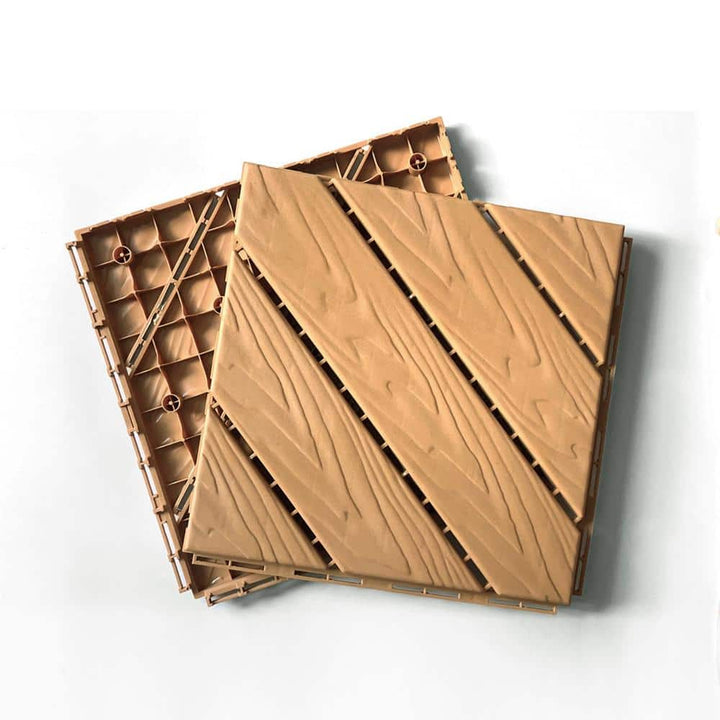 Tidoin Outdoor 1 ft. x 1 ft. Composite Deck Tile in Light Wood(35 Per Box)