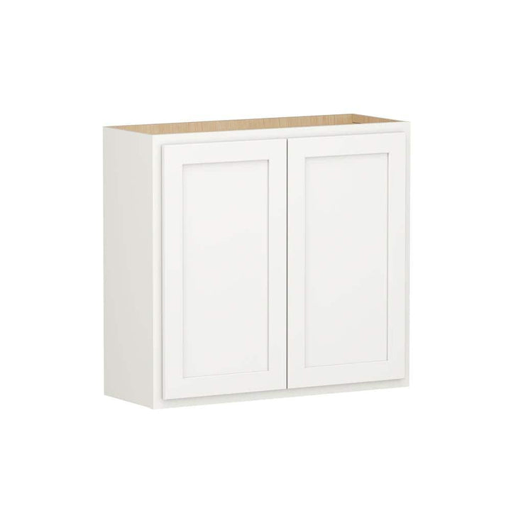 Shaker Partial Overlay 33 in. W x 12 in. D x 30 in. H Plywood Assembled Wall Kitchen Cabinet in Linen White