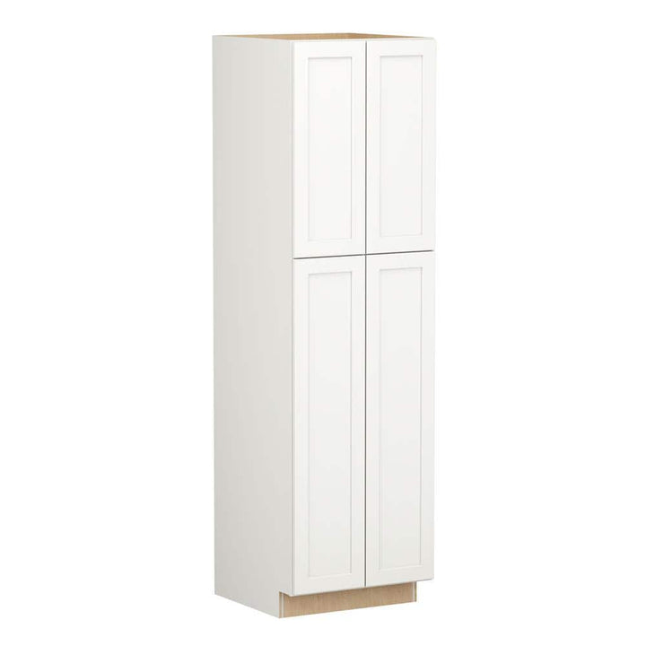 SIMPLY WOODMARK PRO Shaker Full Overlay 24 in. W x 24 in. D x 84 in. H Plywood Assembled Utility Kitchen Cabinet in Linen White