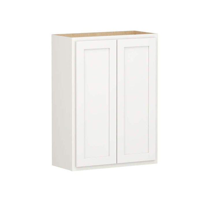 SIMPLY WOODMARK PRO Shaker Partial Overlay 27 in. W x 12 in. D x 36 in. H Plywood Assembled Wall Kitchen Cabinet in Linen White