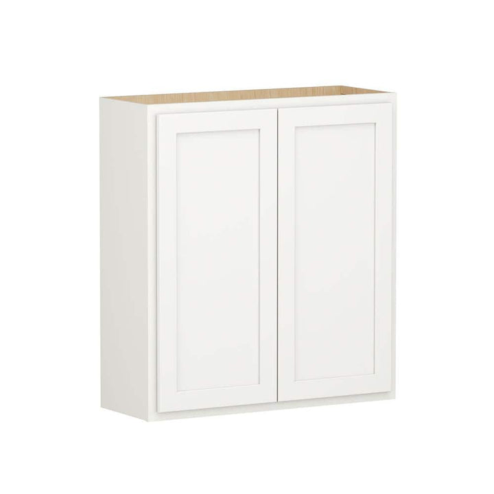 SIMPLY WOODMARK PRO Shaker Partial Overlay 33 in. W x 12 in. D x 36 in. H Plywood Assembled Wall Kitchen Cabinet in Linen White