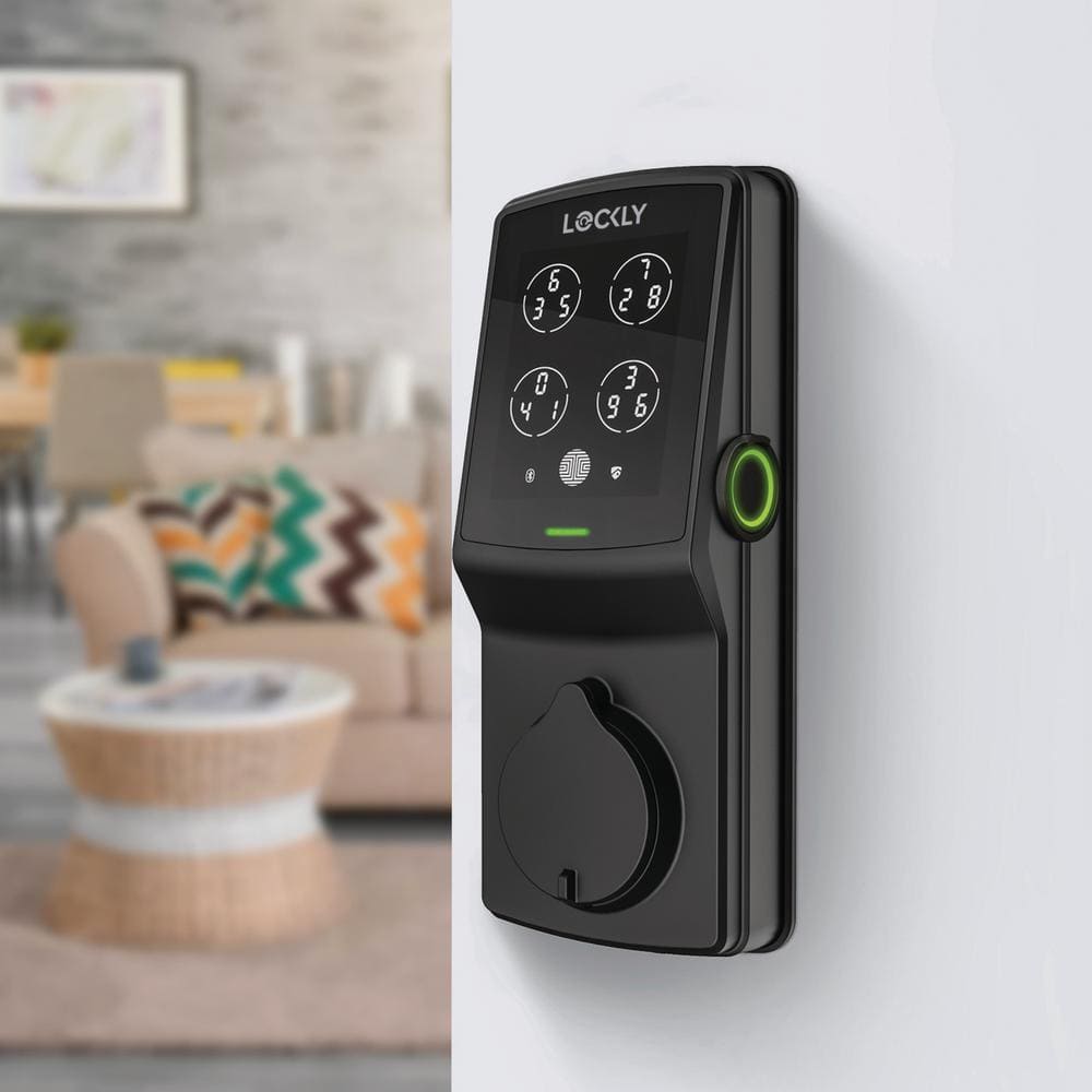 Lockly Secure Plus Matte Black Deadbolt WiFi Smart Lock with 3D Fingerprint, Touchscreen Keypad, works with Hey Google/Alexa