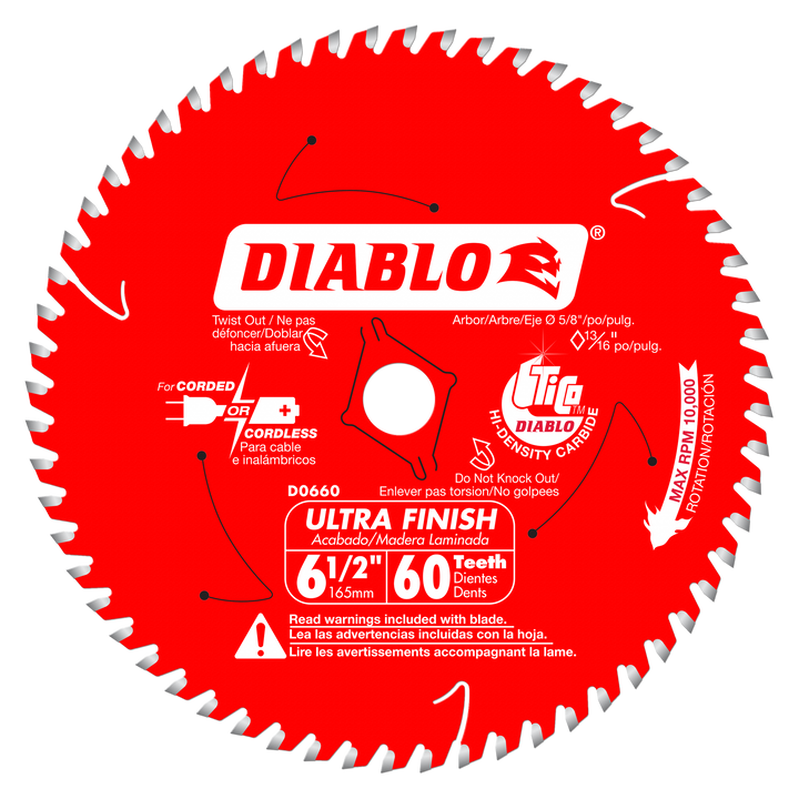 Diablo Ultra Finish Circular Saw Blade for Wood 6-1/2" 60 Teeth