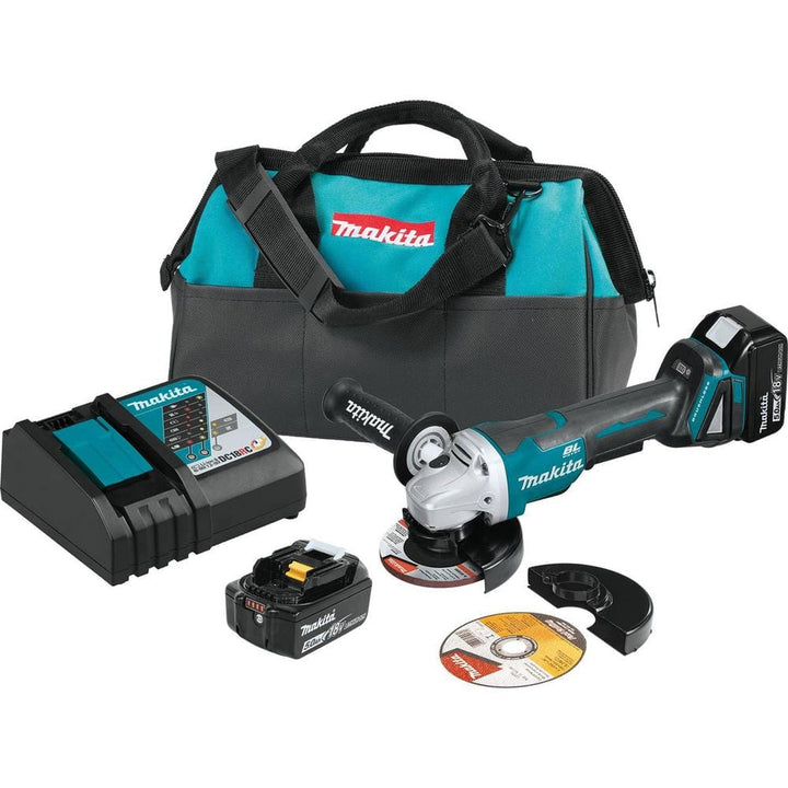 Makita 18V LXT 5.0Ah Brushless Cordless 4-1/2 in./5 in. Paddle Switch Cut-Off/Angle Grinder Kit (XAG11T)