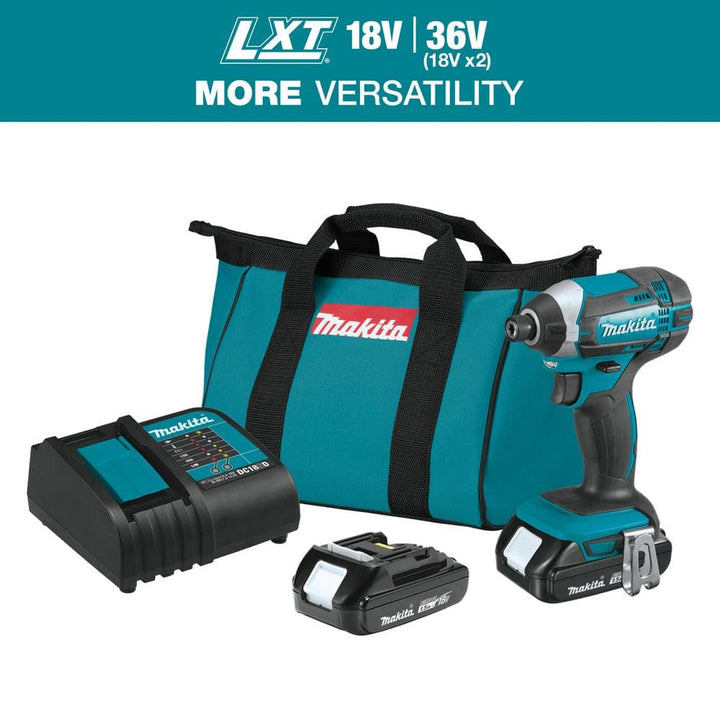 Makita 1.5 Ah 18V LXT Lithium‑Ion Compact Cordless 1/4 in. Impact Driver Kit (XDT11SY)