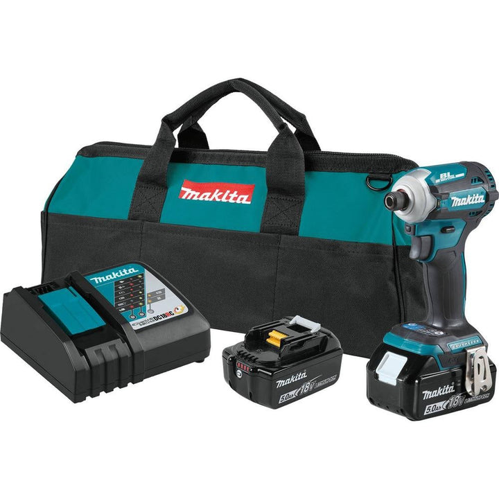 Makita 18V LXT 5.0Ah Brushless Cordless Impact Driver Kit with Quick-Shift Mode, 4-Speed (XDT16T)