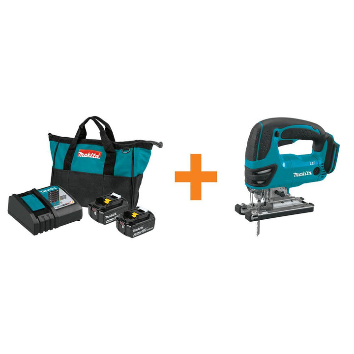 Makita 18-Volt LXT 4.0Ah Battery & Rapid Optimum Charger Starter Pack with Bonus 18V LXT Cordless Jig Saw (Tool-Only)