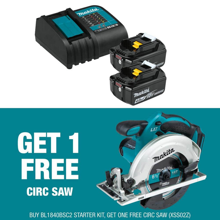 Makita 18V LXT Lithium-Ion Battery and Charger Starter Pack (4.0Ah) with bonus 18V LXT Lithium-Ion Cordless 6-1/2" Circular Saw