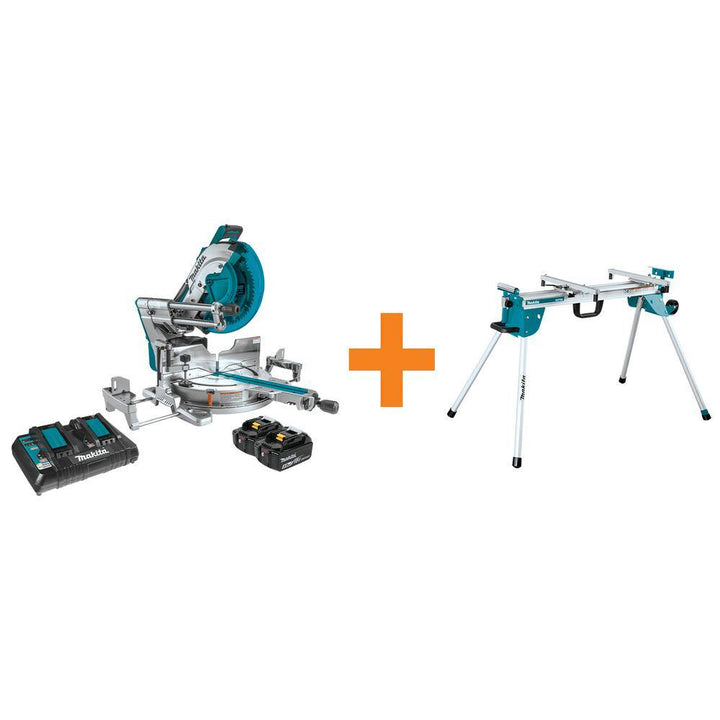 Makita 18V X2 LXT (36V) Brushless 12 in. Dual‑Bevel Sliding Compound Miter Saw with Bonus Compact Folding Miter Saw Stand