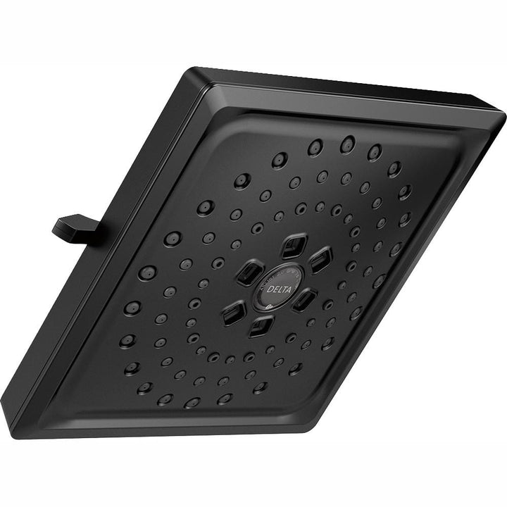 Delta 3-Spray 7.63 in. Wall-Mount Fixed Rain H2Okinetic Shower Head in Matte Black