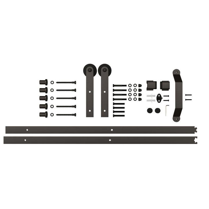 Everbilt 72 in. Matte Black Strap Sliding Barn Door Hardware Track with Pull