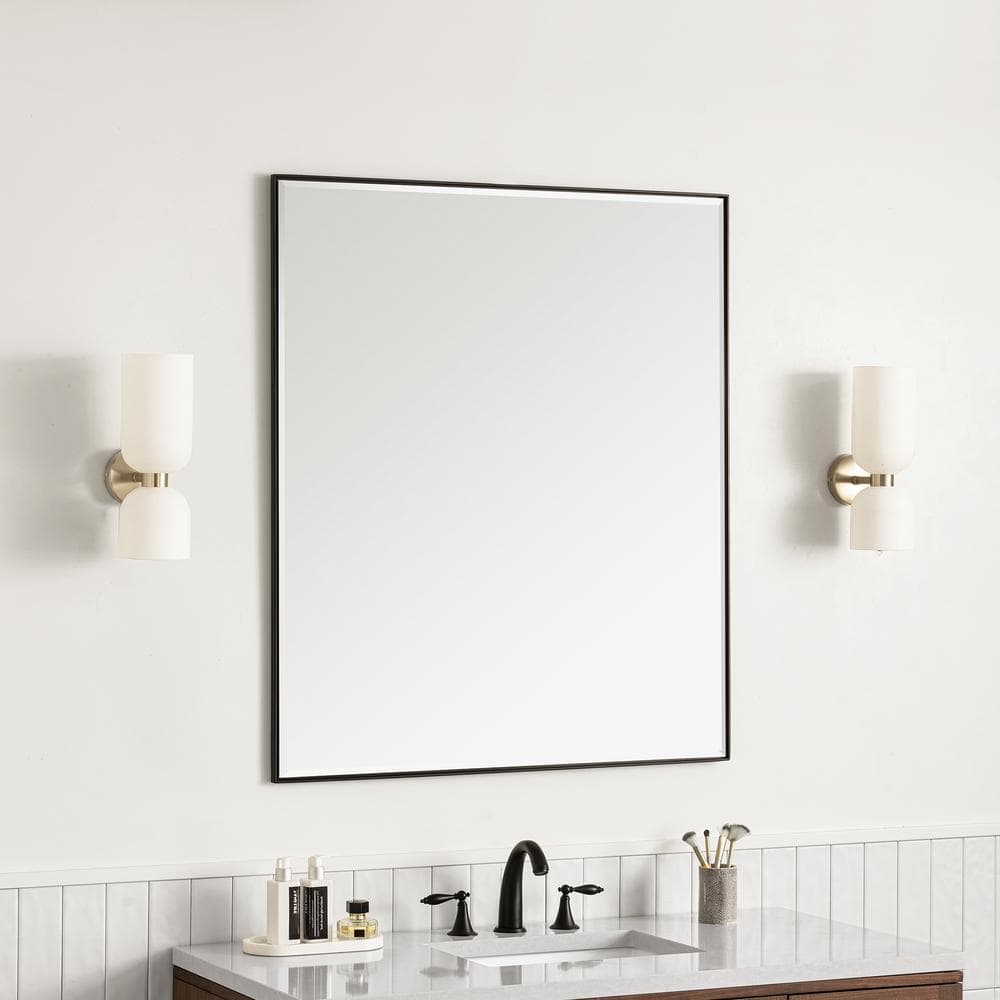 James Martin Vanities Rohe 36" x 42" Matte Black Rectangular Bathroom Vanity Mirror