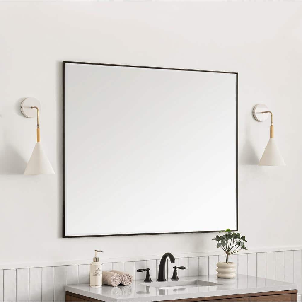 James Martin Vanities Rohe 48" x 40" Matte Black Rectangular Vanity Mirror