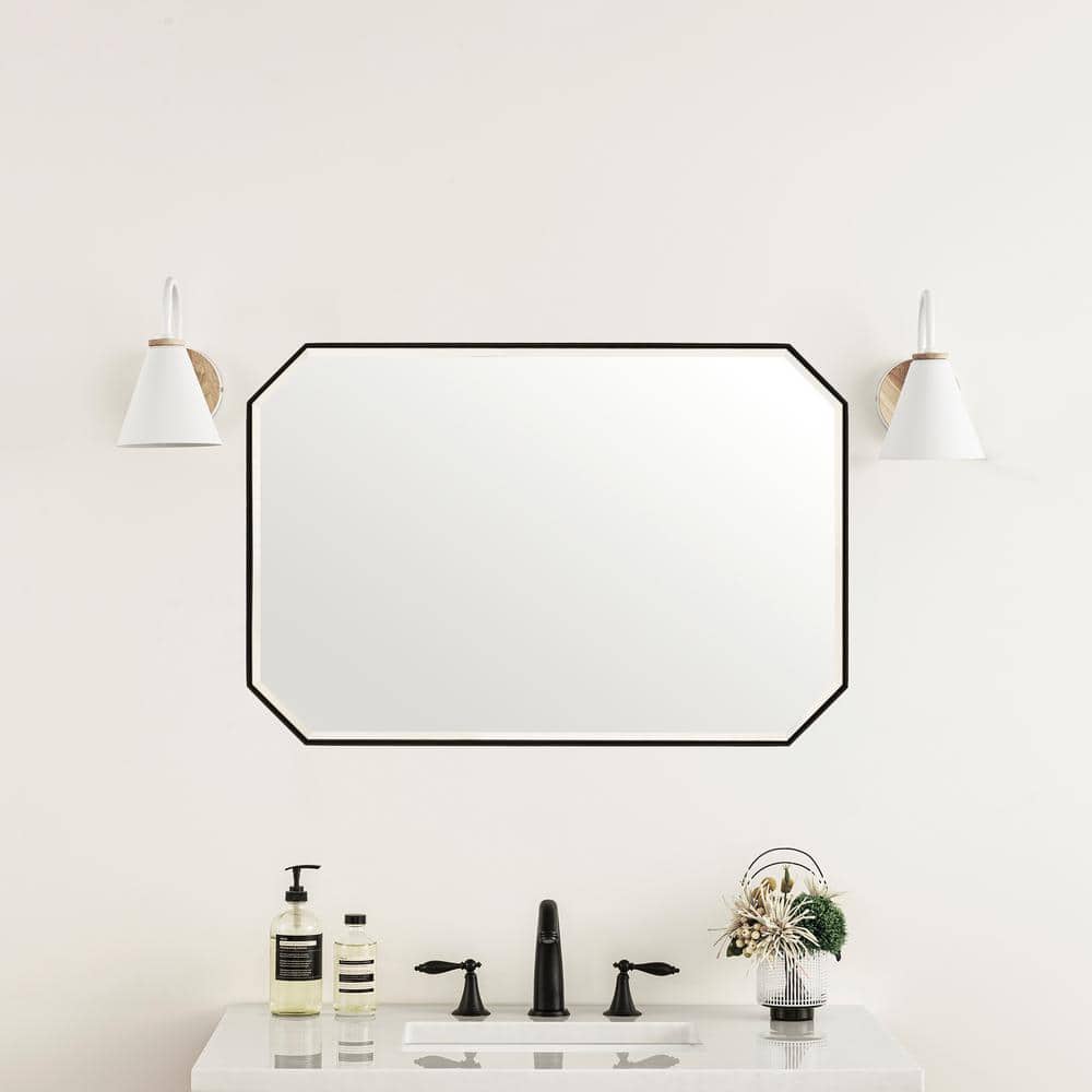 James Martin Vanities Rohe 24" x 36" Matte Black Bathroom Vanity Mirror