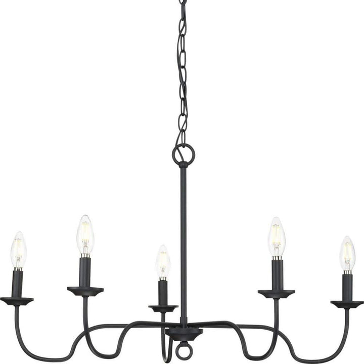 Progress Lighting Canebrake 5-Light Matte Black Farmhouse Chandelier Light