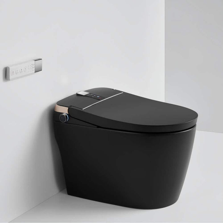 UPIKER 12 in 1-Piece 1.28 GPF Elongated Toilet in Matte Black with Heated Seat and Auto Flush