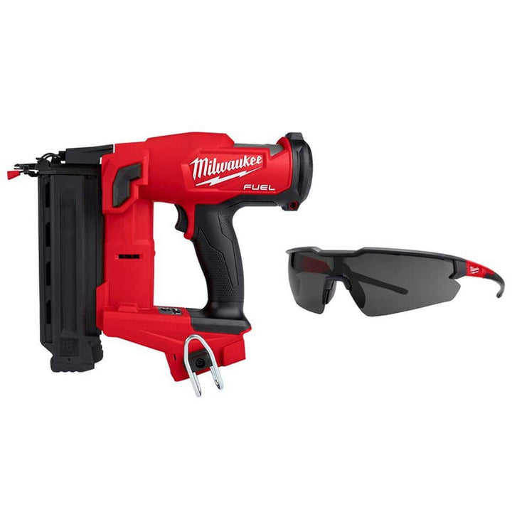 Milwaukee M18 FUEL 18-Volt Brushless Cordless Gen II 18-Gauge Brad Nailer (Tool-Only) with Tinted Anti-Scratch Safety Glasses