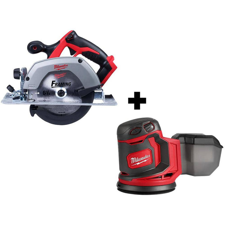 Milwaukee M18 18V Lithium‑Ion Cordless 6‑1/2 in. Circular Saw with M18 5 in. Random Orbit Sander
