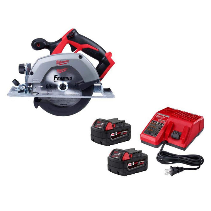 Milwaukee M18 18V Lithium-Ion Cordless 6-1/2 in. Circular Saw Kit with (2) 5.0Ah Batteries and Charger