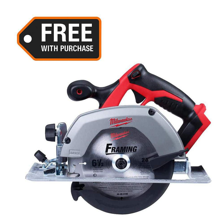 Milwaukee M18 18V Lithium-Ion Cordless 6-1/2 in. Circular Saw Kit with Two 3.0Ah Batteries, 2630-20 + 48-11-1837