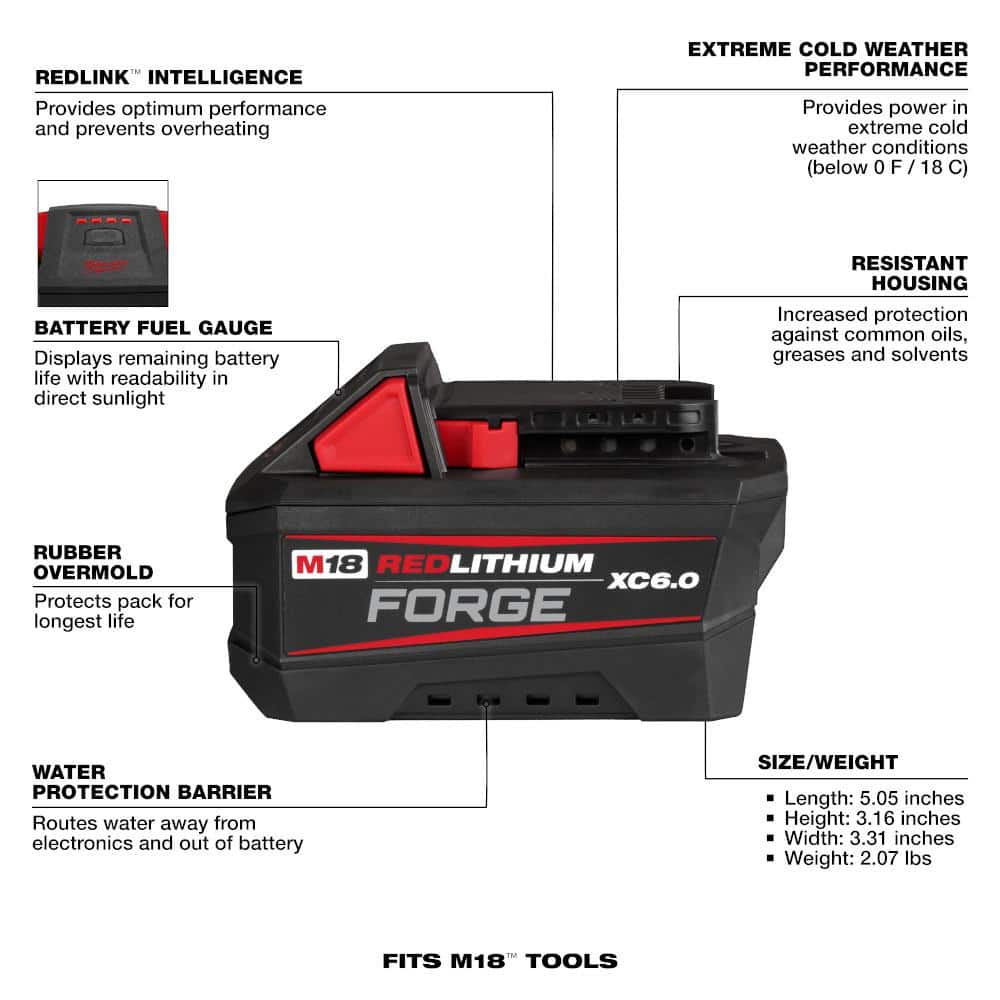 Milwaukee M18 18V Lithium-Ion 175W Compact Inverter + M18 HIGH OUTPUT FORGE XC6.0 Battery Kit
