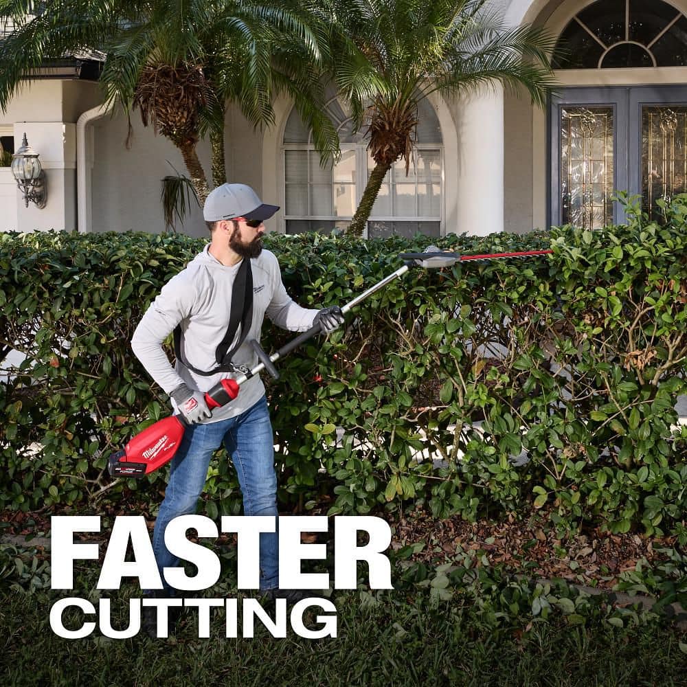 Milwaukee M18 FUEL 18V 24 in. Brushless Cordless Pole Articulating Hedge Trimmer Kit with 8.0 Ah Battery & Rapid Charger