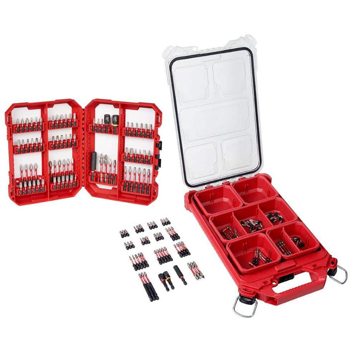 Milwaukee SHOCKWAVE Impact-Duty Driver Bit Set with PACKOUT Case + RED HELIX Titanium Drill Bit Set, 115-Piece