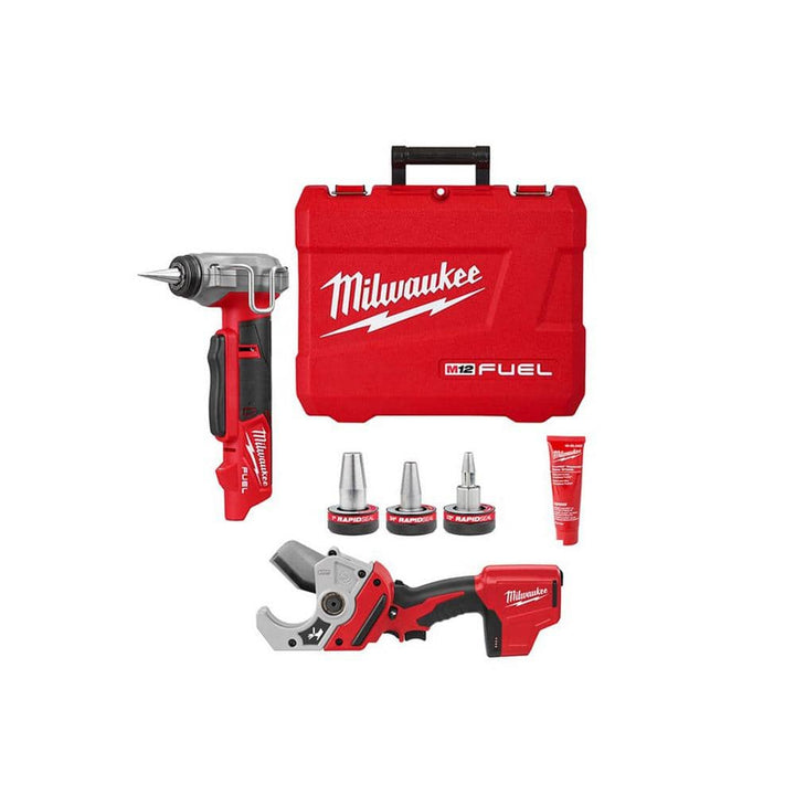 Milwaukee M12 FUEL ProPEX Expansion Tool with 1/2 in. to 1 in. RAPID SEAL ProPEX Expander Heads & M12 PVC Pipe Shear