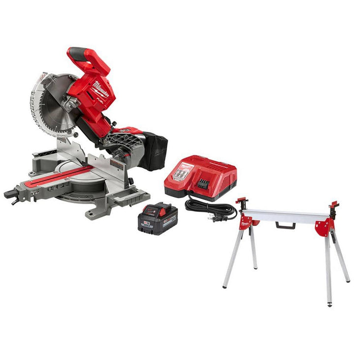 Milwaukee M18 FUEL 18V Brushless Cordless 10 in. Dual-Bevel Sliding Compound Miter Saw Kit with Portable Miter Saw Stand