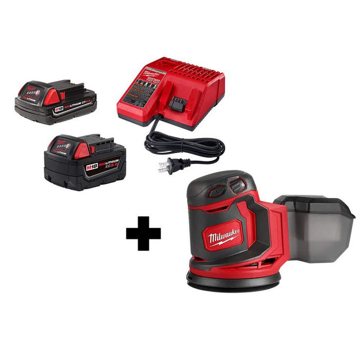 Milwaukee M18 18V Lithium-Ion Cordless 5 in. Random Orbit Sander with 2.0 Ah Compact Battery