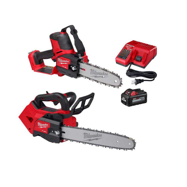 Milwaukee M18 FUEL 8 in. 18V Lithium-Ion Brushless Cordless HATCHET Pruning Saw Kit w/Top Handle Chainsaw 6.0Ah Battery Charger