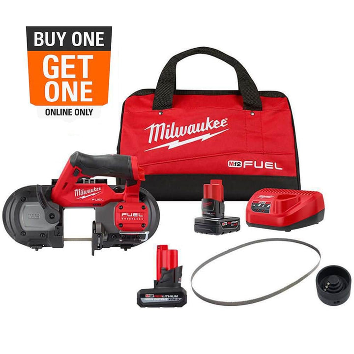 Milwaukee M12 FUEL 12-Volt Lithium-Ion Cordless Compact Band Saw XC Kit with 2 Batteries, Charger, Reamer, 3 Blades and Bag