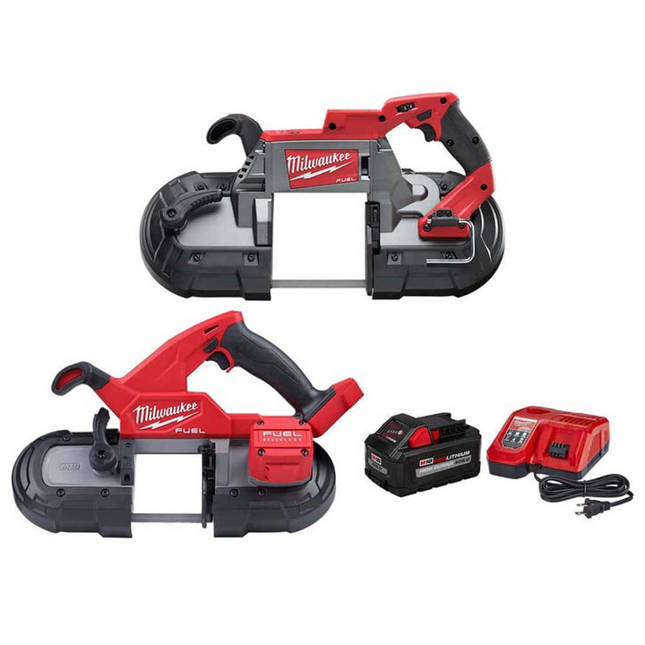 Milwaukee M18 FUEL 18-Volt Lithium-Ion Brushless Cordless Deep Cut Band Saw W/Compact Bandsaw and 8.0Ah Starter Kit