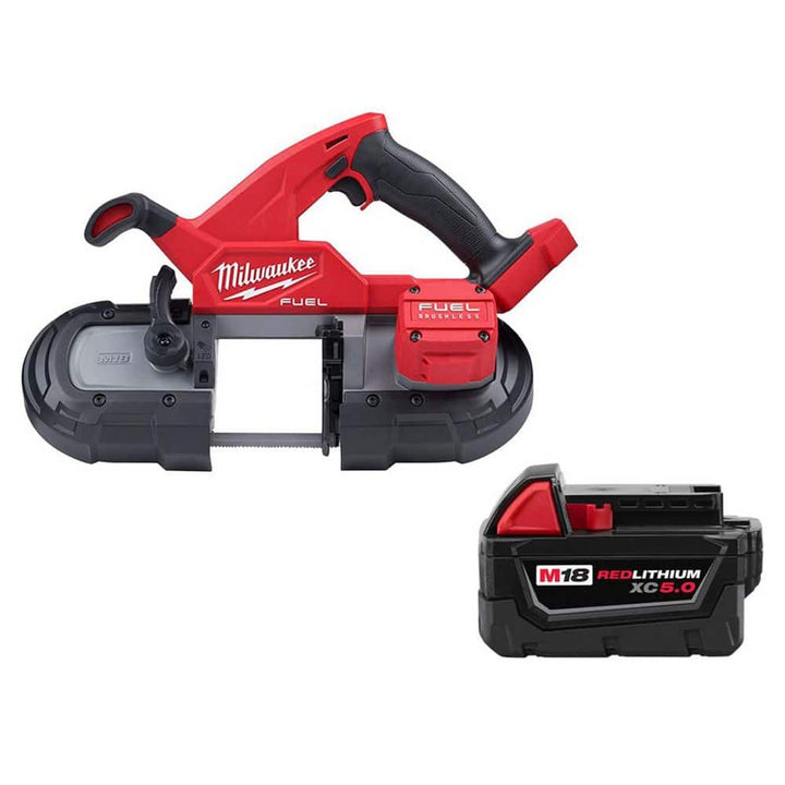 Milwaukee M18 FUEL 18-Volt Lithium-Ion Brushless Cordless Compact Band Saw Kit with 8.0Ah Starter Pack, 3-1/4 in. x 3-1/4 in. Capacity