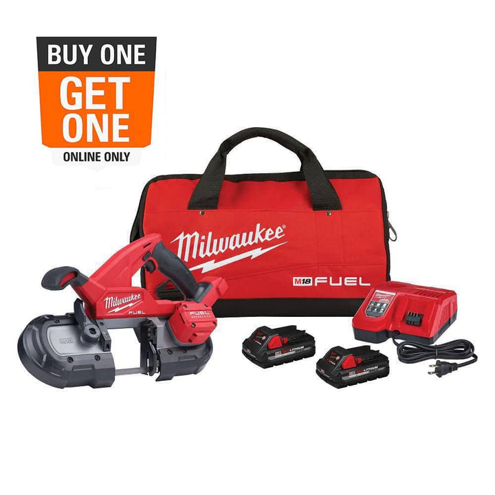 Milwaukee M18 FUEL 18-Volt Lithium-Ion Brushless Cordless Compact Band Saw with 6.0 Ah Battery, 3-1/4 in. x 3-1/4 in. Capacity