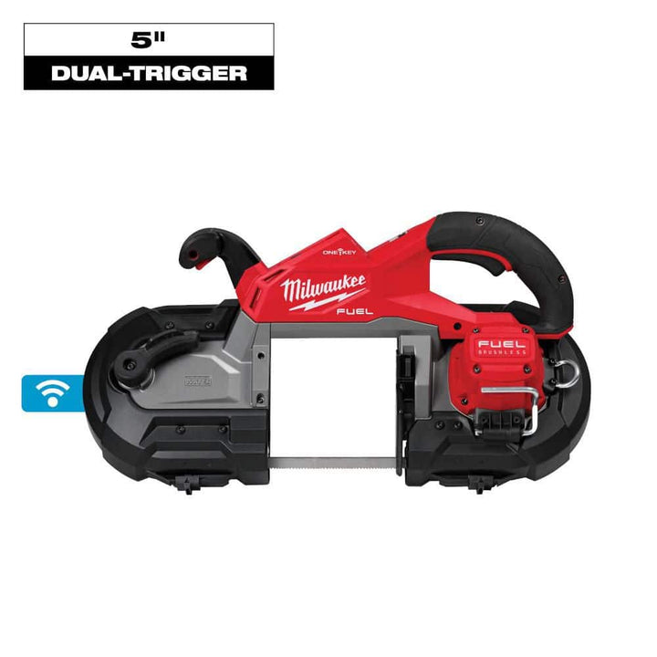 Milwaukee M18 FUEL 18V Brushless Cordless Deep Cut Dual-Trigger Band Saw with ONE-KEY, 5 in. Capacity (Tool-Only)