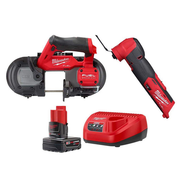 Milwaukee M12 FUEL 12-Volt Lithium-Ion Cordless Oscillating Multi-Tool and M12 FUEL Compact Band Saw with Battery and Charger