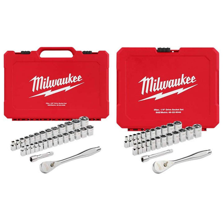 Milwaukee 3/8 in. and 1/4 in. Drive SAE/Metric Ratchet & Socket Mechanics Tool Set, 54-Piece