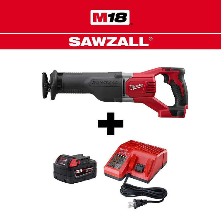 Milwaukee M18 18-Volt Lithium-Ion Cordless SAWZALL Reciprocating Saw with (2) M18 5.0Ah Batteries
