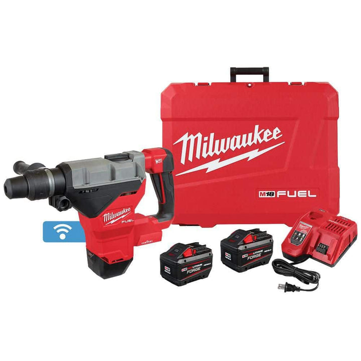 Milwaukee M18 FUEL ONE-KEY 18V Brushless 1-3/4 in. SDS-MAX Rotary Hammer Kit with Two 12.0Ah Batteries (2718-22HD)