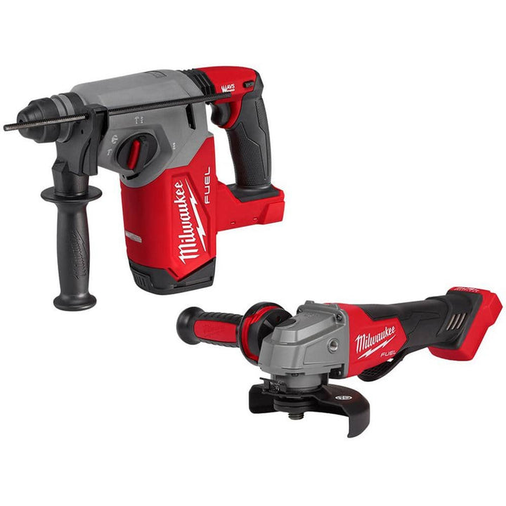 Milwaukee M18 FUEL 18V Lithium‑Ion Brushless Cordless 1 in. SDS‑Plus Rotary Hammer with 4‑1/2 in./5 in. Grinder (2‑Tool)