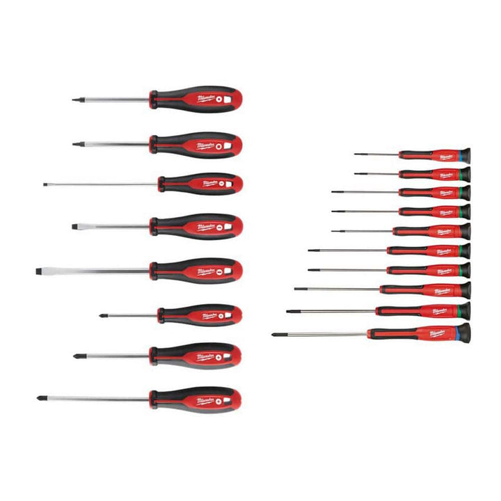 Milwaukee Screwdriver Set with Precision Screwdriver Set, Magnetic Tips (16-Piece)