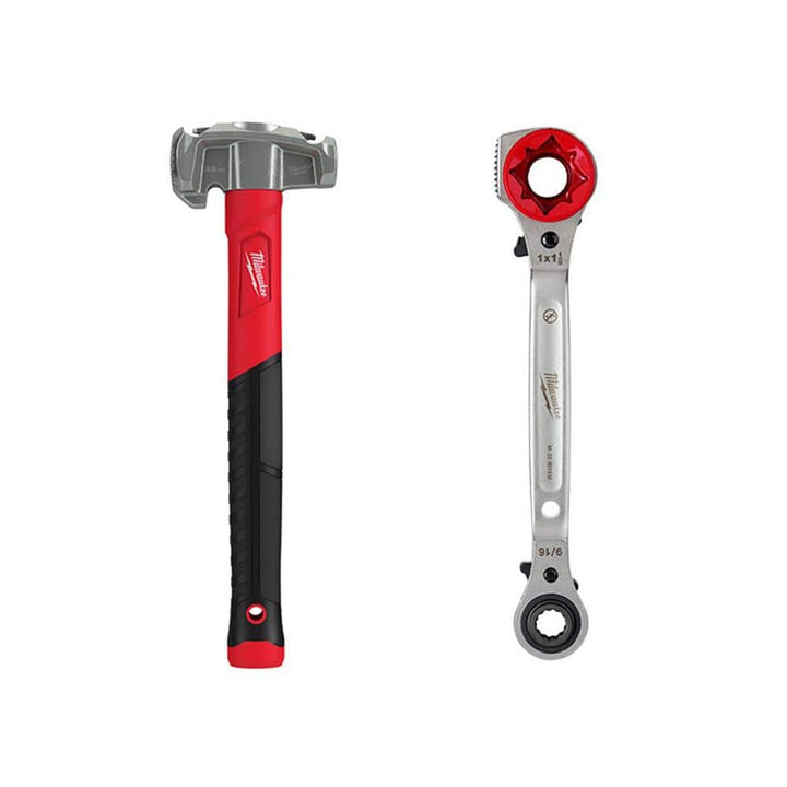 Milwaukee 36 oz 4-in-1 Lineman’s Hammer with 5-in-1 Ratcheting Wrench, Milled Strike Face (Model 48-22-9040 & 48-22-9216M)