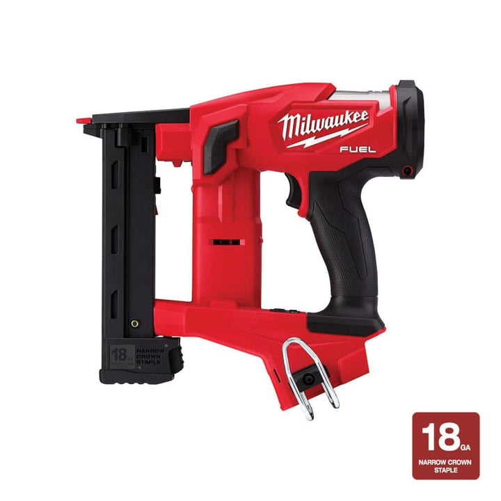 Milwaukee M18 FUEL Brushless Cordless 18‑Gauge 1/4 in. Narrow Crown Stapler with M18 FUEL 18‑Gauge Brad Nailer (Tool‑Only)