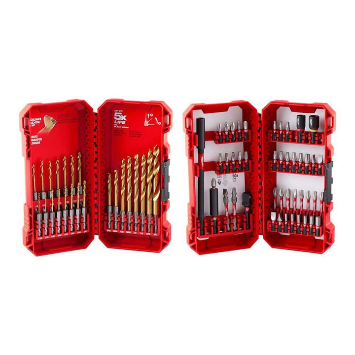 Milwaukee SHOCKWAVE Impact Duty Driver & RED HELIX Titanium Drill Bit Combination Set (73-Piece)