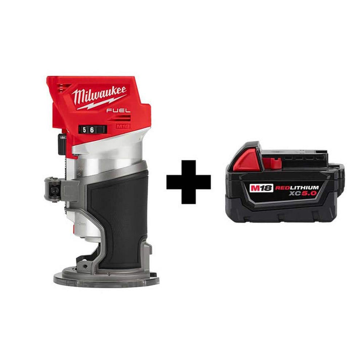 Milwaukee M18 FUEL 18V Lithium‑Ion Brushless Cordless Compact Router w/ (2) 5.0Ah Batteries & Charger